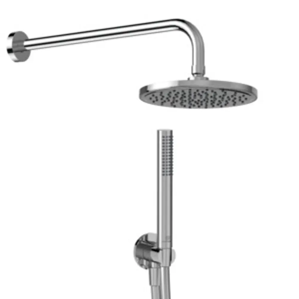 Chrom Duschset von Ideal Standard mit Kopfbrause und Handbrause. Der schlanke Wasserhahn und die Brausen sind in einem modernen Design ohne sichtbare Maße.